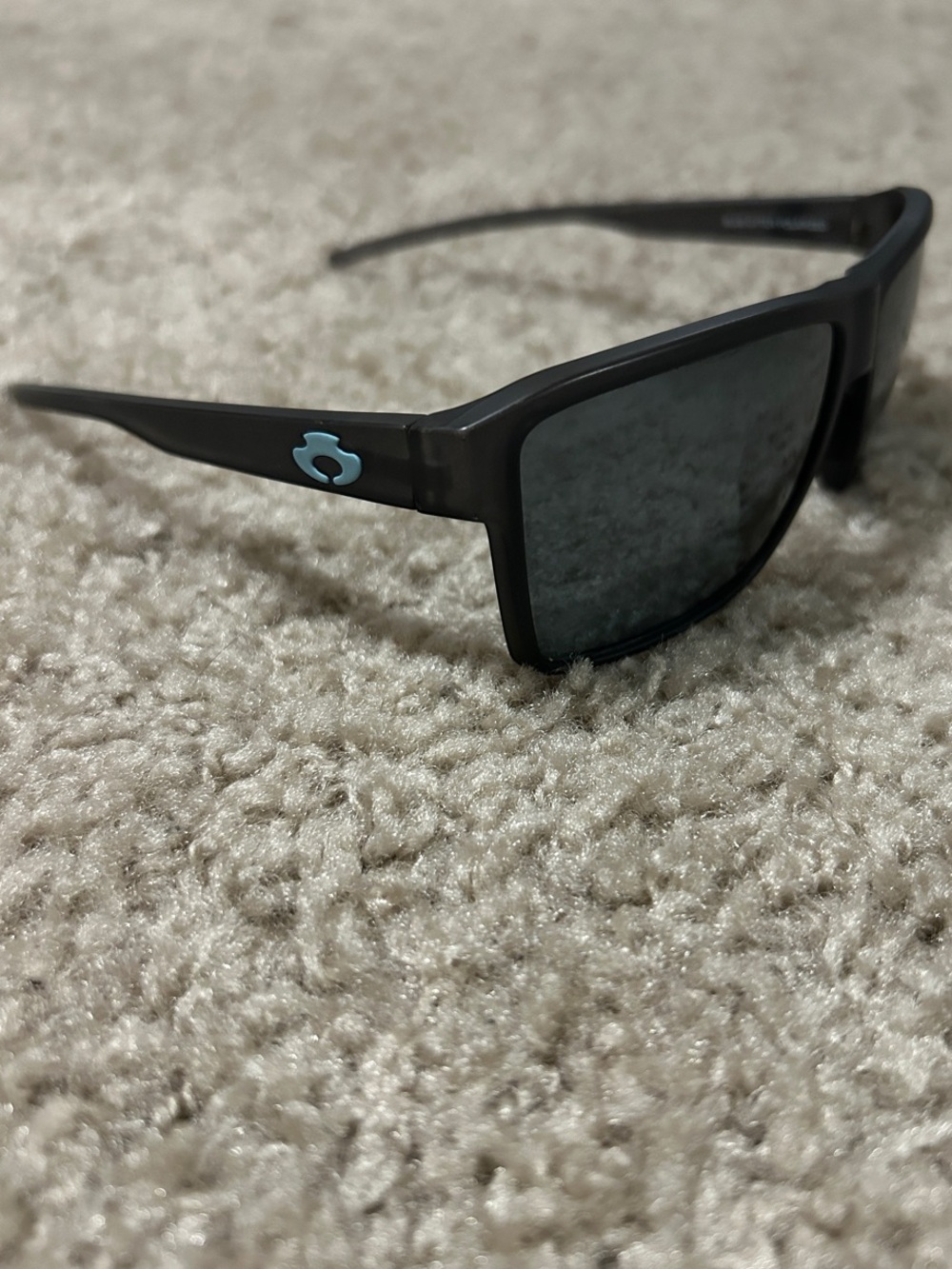 Blue Otter Men's Black Sunglasses with Blue Logo and Gray Lenses